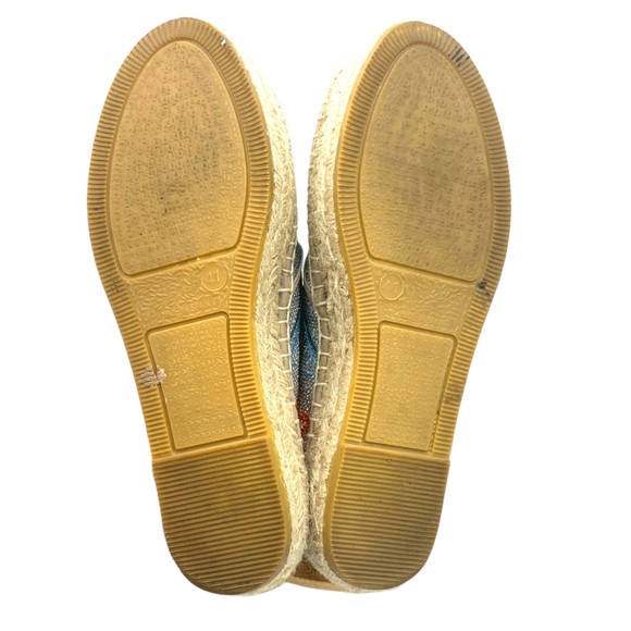 Johnny Was Silver Metallic Floral Embroidered Elysia Espadrilles Size 41 - Picture 6 of 10